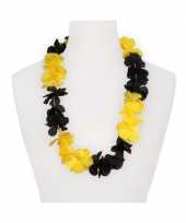 Feestartikelen hawaii bloemen krans geel zwart feestje