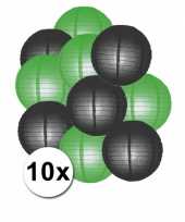 Feestartikelen lampionnen zwart groen10x feestje