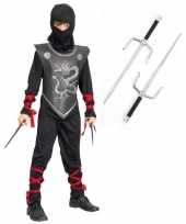 Feestkleding ninja met dolkenset maat l voor kinderen feestje