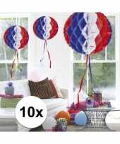 Feestversiering blauw wit rood decoratie bollen 30 cm set van 3 feestje 10121386