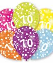 Feestversiering gekleurde ballonnen 70 jaar 6 stuks feestje