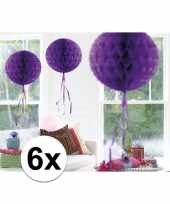 Feestversiering paarse decoratie bollen 30 cm set van 3 feestje 10121311