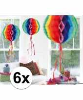 Feestversiering regenboog decoratie bollen 30 cm set van 3 feestje 10121358