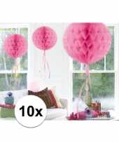 Feestversiering roze decoratie bollen 30 cm set van 3 feestje 10121235
