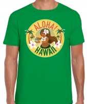 Hawaii feest t-shirt shirt aloha hawaii groen voor heren feestje