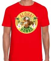 Hawaii feest t-shirt shirt aloha hawaii rood voor heren feestje