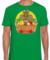 Hawaii feest t-shirt shirt tiki bar aloha groen voor heren feestje