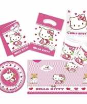 Hello kitty thema kinderfeestje versiering pakket 2 6 personen feestje