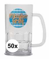Oktoberfest 50x bierfeest bierpullen kunststof van 500 ml feestje