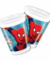 Plastic spiderman feestbekers 16 stuks feestje