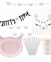 Poes poezen thema kinderfeestje versiering pakket 6 pers feestje