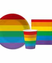 Regenboog thema kinderfeestje servies pakket 11 20 personen feestje