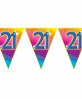 Verjaardag thema 21 jaar geworden feest vlaggenlijn van 5 meter feestje