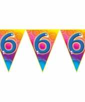 Verjaardag thema 6 jaar geworden feest vlaggenlijn van 5 meter feestje