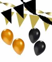 Zwart gouden feest versiering pakket xl feestje