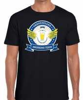 Zwart vrijgezellenfeest drinking team t-shirt blauw geel heren feestje